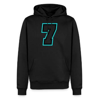 7 nombre symbole - Sweat à capuche Premium bio Homme - noir - Devant - Nico (187cm)