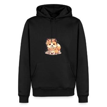 Chienne japonaise Shiba Inu, fille avec couronne - Sweat à capuche Premium bio Homme - noir - Devant - Nico (187cm)