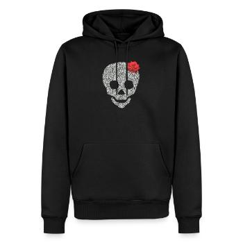 tête de mort avec rose - Sweat à capuche Premium bio Homme - noir - Devant - Nico (187cm)