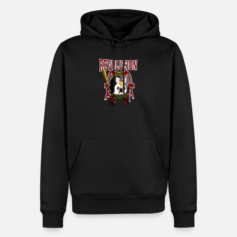 Pinguin, Revolution - Männer Premium Bio Hoodie - Schwarz