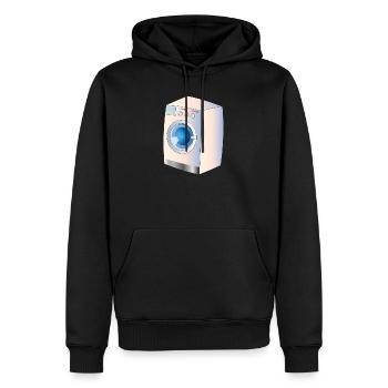 Machine à laver dans le style BD pour des idées fraîches - Sweat à capuche Premium bio Homme - noir - Devant - Nico (187cm)