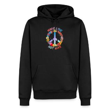 Make Love Not War - Männer Premium Bio Hoodie - Schwarz - Vorne - Nico (187cm)