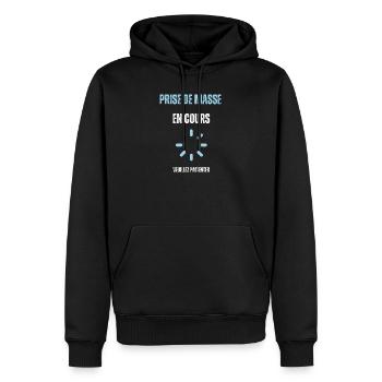 Prise de masse en cours - Sweat à capuche Premium bio Homme - noir - Devant - Nico (187cm)