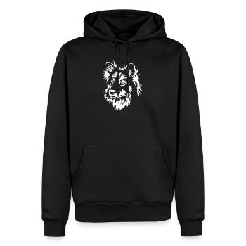 Finnischer Lapphund Kopf "Black Edition" - Männer Premium Bio Hoodie - Schwarz - Vorne - Nico (187cm)