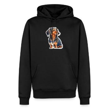 Dackel - Männer Premium Bio Hoodie - Schwarz - Vorne - Nico (187cm)