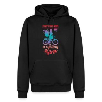Unterschätze nie ein Radfahrer Mädchen - Männer Premium Bio Hoodie - Schwarz - Vorne - Nico (187cm)