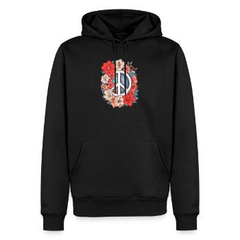 Signe de paix - Sweat à capuche Premium bio Homme - noir - Devant - Nico (187cm)