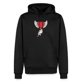 Coeur Fille Femme Ailes Fantaisie Saint-Valentin Fantaisie - Sweat à capuche Premium bio Homme - noir - Devant - Nico (187cm)