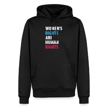 Frauenrechte sind Menschenrechte - Männer Premium Bio Hoodie - Schwarz - Vorne - Nico (187cm)
