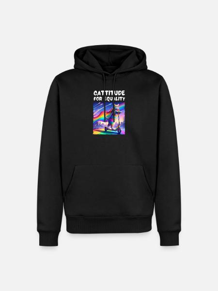 La fierté gay. Cattitude pour l’égalité - Sweat à capuche Premium bio Homme - noir