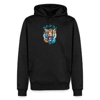 Tigre Du Népal - Sweat à capuche Premium bio Homme - noir - Devant - Nico (187cm)