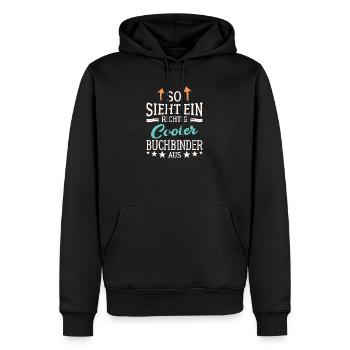 So sieht ein richtig cooler Buchbinder aus - Männer Premium Bio Hoodie - Schwarz - Vorne - Nico (187cm)