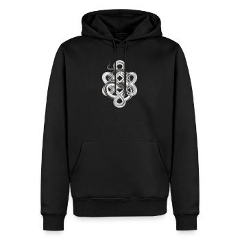 Nœud serpent à l’aspect argenté – mystique et noble - Sweat à capuche Premium bio Homme - noir - Devant - Nico (187cm)
