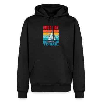 Good Day To Sail Distressed Retro Vintage Sailboat - Men’s Premium Organic Hoodie - black - Front - Nico (187cm)