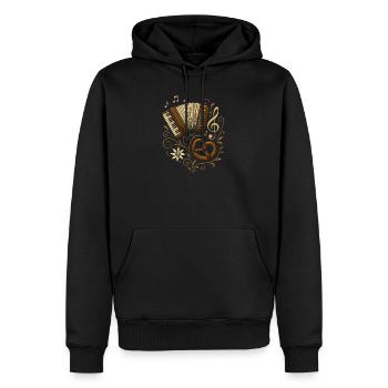 Harmonikadesign - Folkemusik- og festivaltelt - Herre Premium økologisk hoodie - sort - Foran - Nico (187cm)