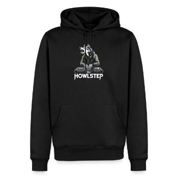 DJ Howlstep Wolf at the mixing desk Rave Vibes - Men’s Premium Organic Hoodie - black - Front - Nico (187cm)