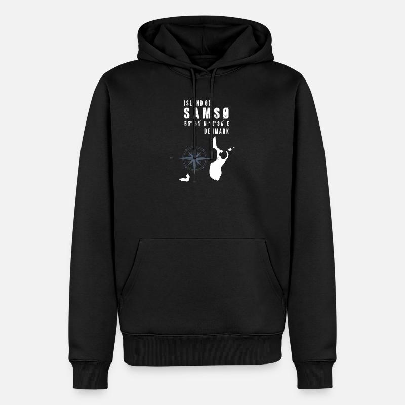 Samsø Samsoe Island Outline Boussole - Sweat à capuche Premium bio Homme - noir