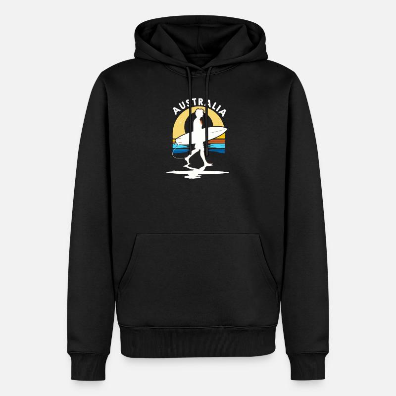 Surfeur Australie au coucher soleil - Sweat à capuche Premium bio Homme - noir