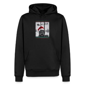 Drôle Laid, Noël, Chats, Selfie, Noël - Sweat à capuche Premium bio Homme - noir - Devant - Nico (187cm)
