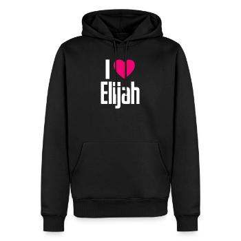 I Love Elijah Pinkes Herz Ich liebe Elijah - Männer Premium Bio Hoodie - Schwarz - Vorne - Nico (187cm)