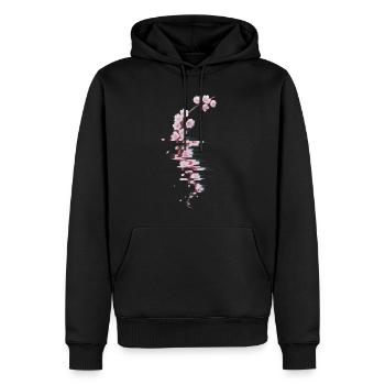 Glitch Cherry Blossom Modern Blossom Branch - Men’s Premium Organic Hoodie - black - Front - Nico (187cm)