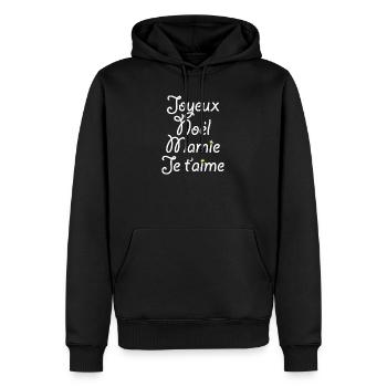 Frohe Weihnachten, Oma, ich hab dich lieb - Männer Premium Bio Hoodie - Schwarz - Vorne - Nico (187cm)