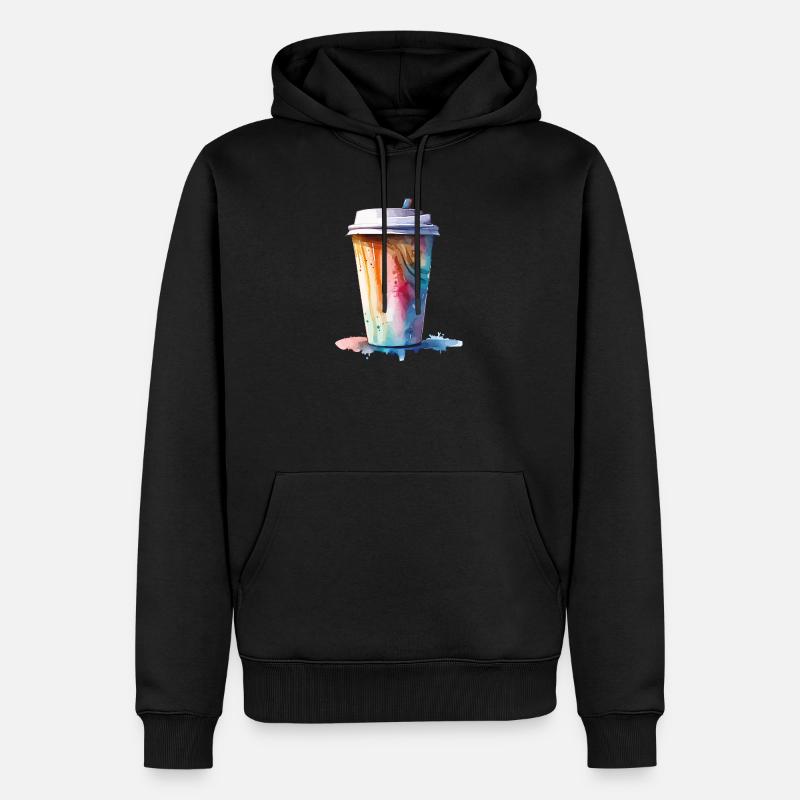 Art de tasse de café cappuccino - Sweat à capuche Premium bio Homme - noir