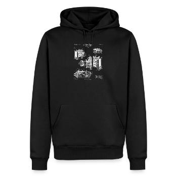 Illustrations vintage de plans de moteur - Sweat à capuche Premium bio Homme - noir - Devant - Nico (187cm)