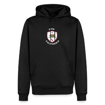 Irvine CA Bear Shield Emblem - Men’s Premium Organic Hoodie - black - Front - Nico (187cm)