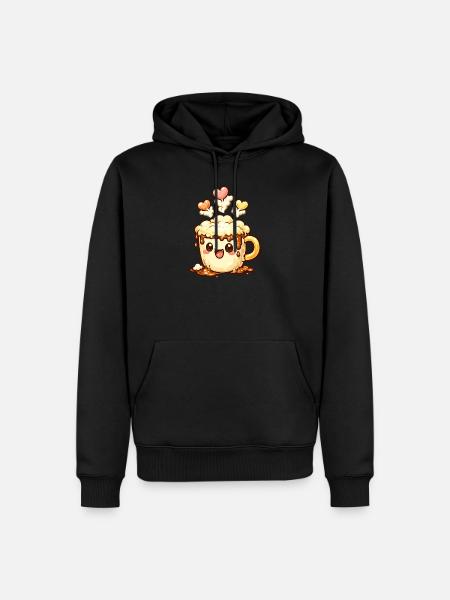 Coffee Smile Latte Mug Heart - Men’s Premium Organic Hoodie - black