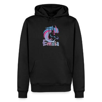 Emilia Pastellpferd Zauber - Männer Premium Bio Hoodie - Schwarz - Vorne - Nico (187cm)