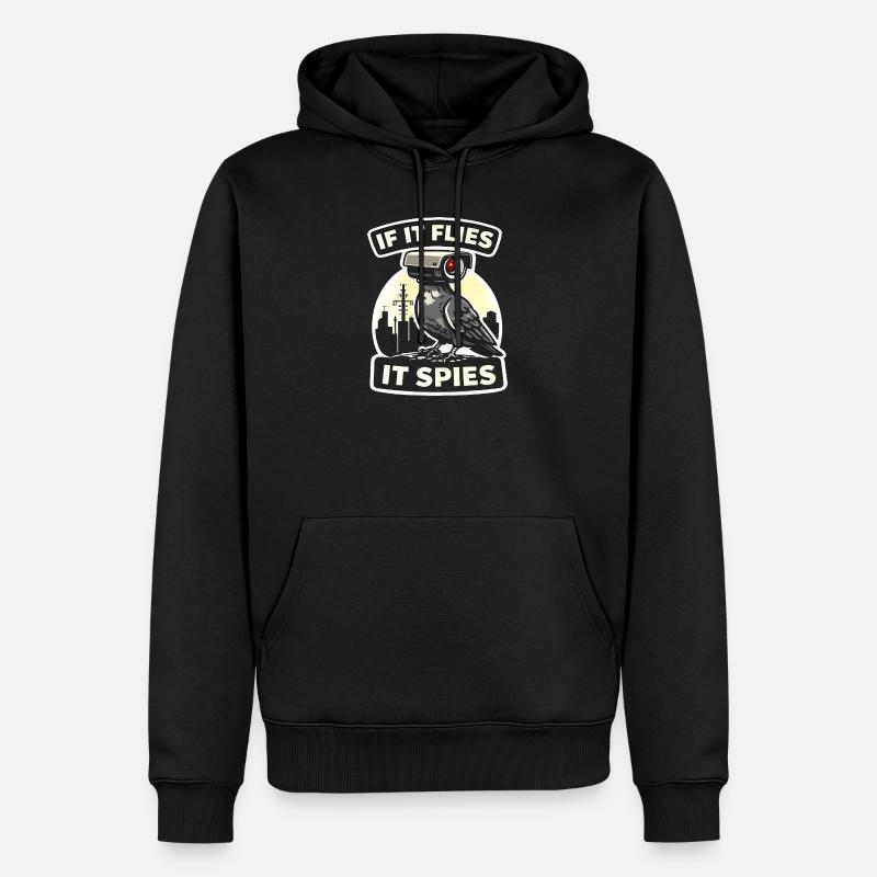 Rabe mit Kamera-Spion Design - Männer Premium Bio Hoodie - Schwarz