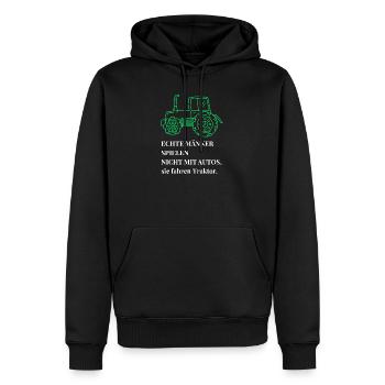 Echte Männer fahren Traktor - Landwirt Bauer Spruc - Männer Premium Bio Hoodie - Schwarz - Vorne - Nico (187cm)