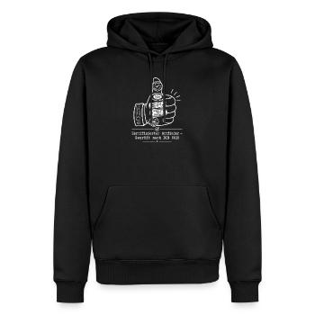 Zertifizierter Gutfinder, DIN Norm Satire - Männer Premium Bio Hoodie - Schwarz - Vorne - Nico (187cm)