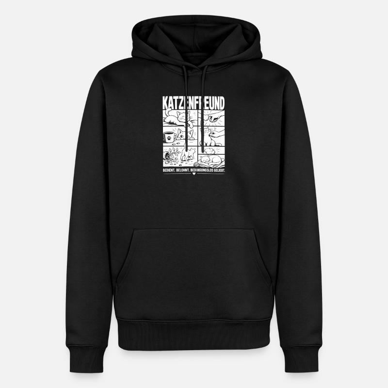Katzenfreund Liebe Katze Comic - Männer Premium Bio Hoodie - Schwarz