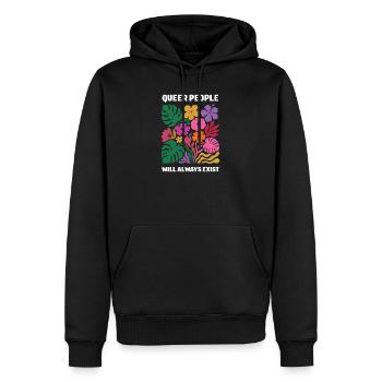 Mois de la Fierté LGBTQ - Les personnes queer existeront toujours - Sweat à capuche Premium bio Homme - noir - Devant - Nico (187cm)