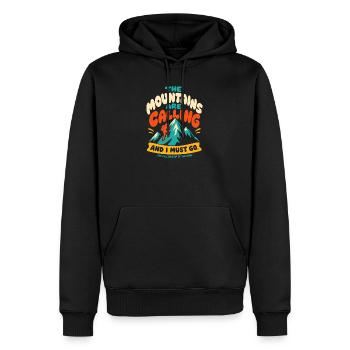 The Mountains Are Calling Hiking - Männer Premium Bio Hoodie - Schwarz - Vorne - Nico (187cm)