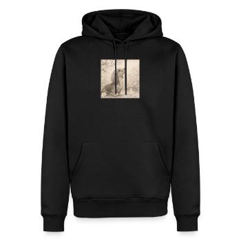 Motif rétro du crayon en fleurs de cerisier teckel - Sweat à capuche Premium bio Homme - noir - Devant - Nico (187cm)