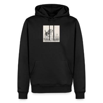 Dessin au crayon beagle avec pissenlit - Sweat à capuche Premium bio Homme - noir - Devant - Nico (187cm)
