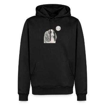 Motif rétro du chien Cavalier King Charles Spaniel - Sweat à capuche Premium bio Homme - noir - Devant - Nico (187cm)