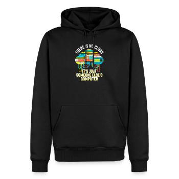 Cloud: It's Just Someone Else's Computer - Männer Premium Bio Hoodie - Schwarz - Vorne - Nico (187cm)
