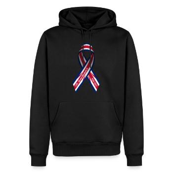 Solidarité Mort Elizabeth II Ruban de paix - Sweat à capuche Premium bio Homme - noir - Devant - Nico (187cm)
