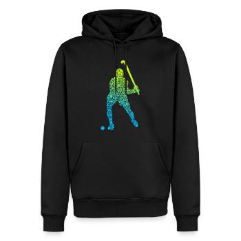 Joueurs de hockey Symboles Hockey Hockey sur gazon masculin - Sweat à capuche Premium bio Homme - noir - Devant - Nico (187cm)