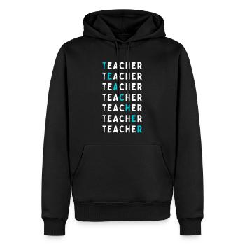 Ich bin Lehrer Frau Mann mit Klasse Klassenlehrer - Männer Premium Bio Hoodie - Schwarz - Vorne - Nico (187cm)