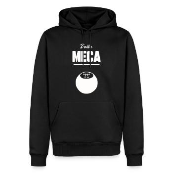 Boîte meca - Sweat à capuche Premium bio Homme - noir - Devant - Nico (187cm)