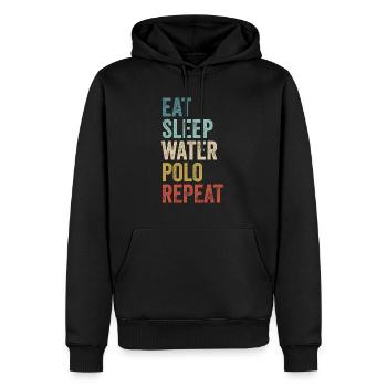 Funny Eat Sleep Wasserball Wiederholung Wasserball - Männer Premium Bio Hoodie - Schwarz - Vorne - Nico (187cm)