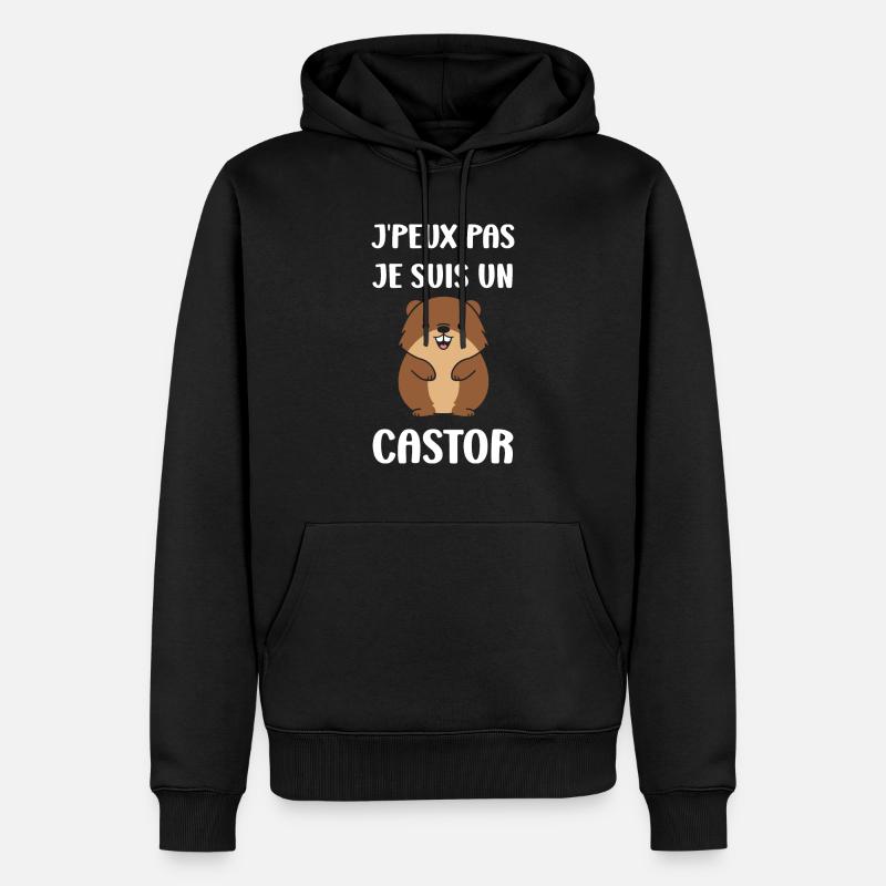 Humour petit castor - Sweat à capuche Premium bio Homme - noir