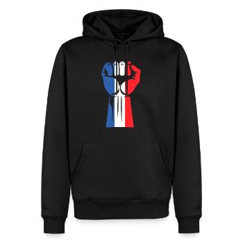 Patriotic France - Men’s Premium Organic Hoodie - black - Front - Nico (187cm)