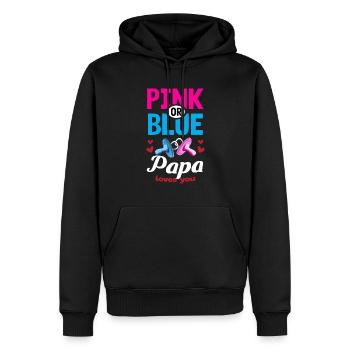 Pink or Blue Papa Loves You Gender Reveal Party - Männer Premium Bio Hoodie - Schwarz - Vorne - Nico (187cm)