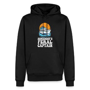 Somebody's Feral Captain Grumpy Pontoon King - Männer Premium Bio Hoodie - Schwarz - Vorne - Nico (187cm)